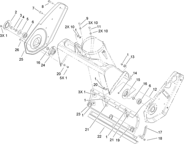 Rotor Housing And Scraper Assembly Diagram and Parts List for 33006 260000001 - 260999999 Lawn Boy Snow Blower